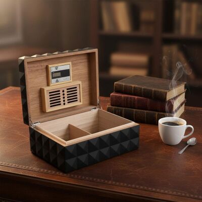 Quasar Design Humidor Puro Kutusu Mat Siyah 80's - 5