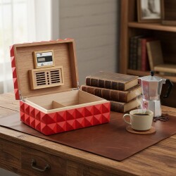 Quasar Design Humidor Puro Kutusu Mat Kırmızı 80's - 5