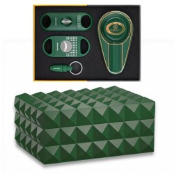 Quasar Design Humidor Puro Kutusu Mat Yeşil 80's ve Puro Seti - CigarLoong