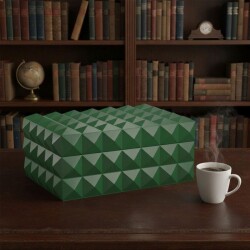 Quasar Design Humidor Puro Kutusu Mat Yeşil 80's ve Puro Seti - CigarLoong (1)