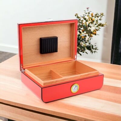 Racing Edition Karbon Dizayn Humidor Puro Kutusu Kırmızı 40's 4'lü Puro Aksesuar Seti - 3