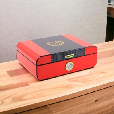Racing Edition Karbon Dizayn Humidor Puro Kutusu Kırmızı 40's - 2