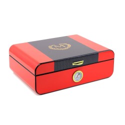 Racing Edition Karbon Dizayn Humidor Puro Kutusu Kırmızı 40's - 1