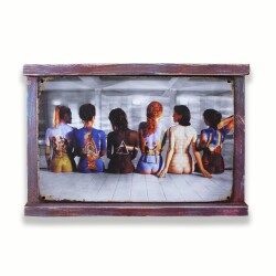 Rustik Ahşap Çerçeveli Vintage Metal Pano Girls 20x30 - T-BEK