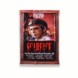 Rustik Ahşap Çerçeveli Vintage Metal Pano Scarface 20x30 - T-BEK