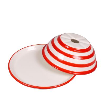 Saloon Seramik Ev Küllüğü Beyaz Kırmızı Çizgiler 15cm - 2