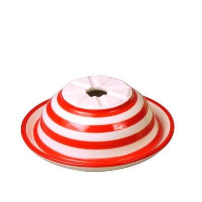 Saloon Seramik Ev Küllüğü Beyaz Kırmızı Çizgiler 15cm - 1