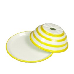 Saloon Seramik Ev Küllüğü Beyaz Sarı Çizgiler 15cm - COOL (1)