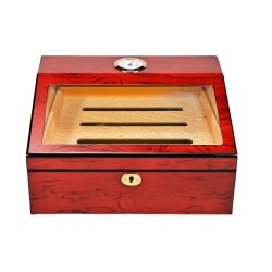 Sedir Ağacı Camlı Puro Kutusu Humidor Ceviz 40's - CigarLoong (1)