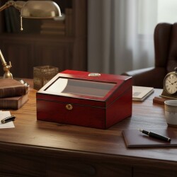 Sedir Ağacı Camlı Puro Kutusu Humidor Ceviz 40's - 4