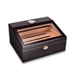Sedir Ağacı Camlı Puro Kutusu Humidor Maun 40's - CigarLoong