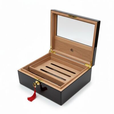 Sedir Ağacı Camlı Puro Kutusu Humidor Maun 40's - 3
