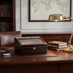 Sedir Ağacı Camlı Puro Kutusu Humidor Maun 40's - 5