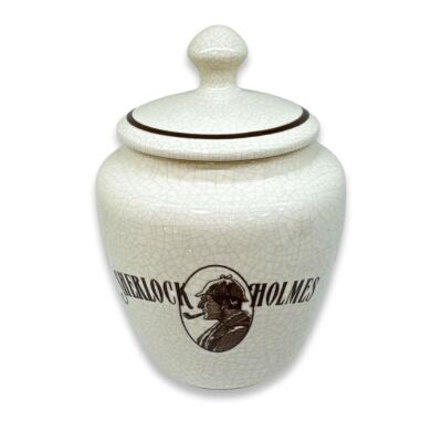 Sherlock Holmes El Yapımı Seramik Pipo Tutun Kavanozu Bej Large - 1