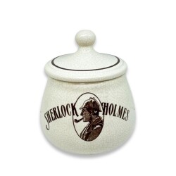Sherlock Holmes El Yapımı Seramik Pipo Tutun Kavanozu Bej Small - Lubinski İtaly