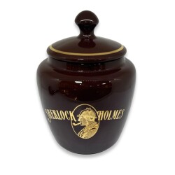 Sherlock Holmes El Yapımı Seramik Pipo Tutun Kavanozu Kahve Large - Lubinski İtaly