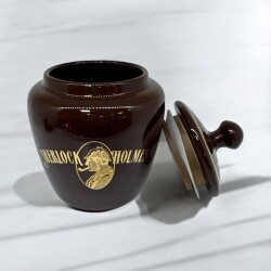 Sherlock Holmes El Yapımı Seramik Pipo Tutun Kavanozu Kahve Large - Lubinski İtaly (1)
