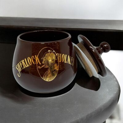 Sherlock Holmes El Yapımı Seramik Pipo Tutun Kavanozu Kahve Small - 2