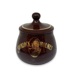 Sherlock Holmes El Yapımı Seramik Pipo Tutun Kavanozu Kahve Small - Lubinski İtaly