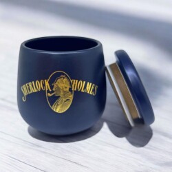 Sherlock Holmes El Yapımı Seramik Pipo Tutun Kavanozu Mavi - Lubinski İtaly (1)