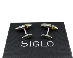 SİGLO Sarı Kırmızı Çizgili Model Kol Düğmesi - SİGLO (1)