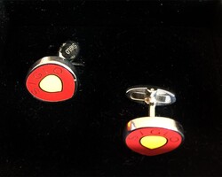 SİGLO Sarı Kırmızı Model Kol Düğmesi - Thumbnail