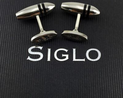 SİGLO Siyah Çizgili Model Kol Düğmesi - 8