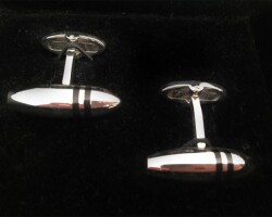 SİGLO Siyah Çizgili Model Kol Düğmesi - 12