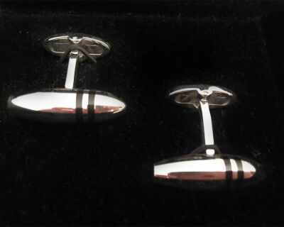 SİGLO Siyah Çizgili Model Kol Düğmesi - 12