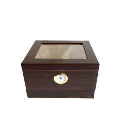 Sikarlan Cedar Camlı Çekmeceli Puro Kutusu Humidor Kahve 40s - 3