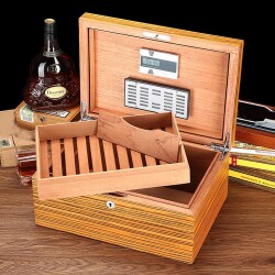 Sikarlan Cedar Puro Kutusu Humidor Mat Zebrano Wood 150s - SİKARLAN (1)