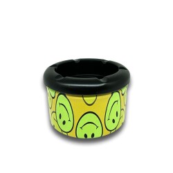 Smiley Desen Metal Mini Sigara Küllüğü Sarı 8cm - Atomic