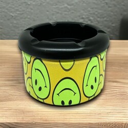 Smiley Desen Metal Mini Sigara Küllüğü Sarı 8cm - Atomic (1)
