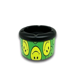 Smiley Desen Metal Mini Sigara Küllüğü Yeşil 8cm - Atomic