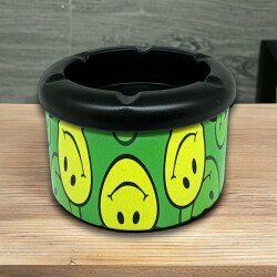 Smiley Desen Metal Mini Sigara Küllüğü Yeşil 8cm - Atomic (1)