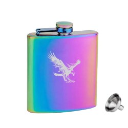 Rainbow Paslanmaz Çelik Cep İçki Matarası 6 Oz 180ml Kartal - ANGELO