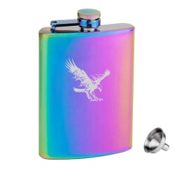 Rainbow Paslanmaz Çelik Cep İcki Matarası 8oz 240ml Kartal - ANGELO
