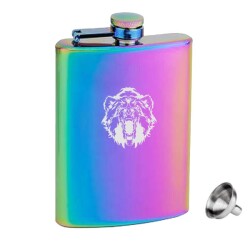 Rainbow Paslanmaz Çelik Cep İcki Matarası 8oz 240ml Vahşi Ayı - ANGELO