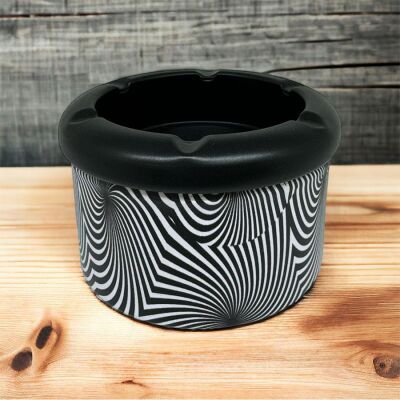 Spiral Desen Metal Mini Sigara Küllüğü Siyah 8cm - 2