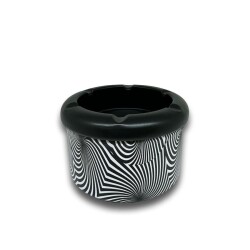 Spiral Desen Metal Mini Sigara Küllüğü Siyah 8cm - Atomic