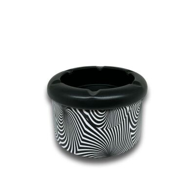 Spiral Desen Metal Mini Sigara Küllüğü Siyah 8cm - 1