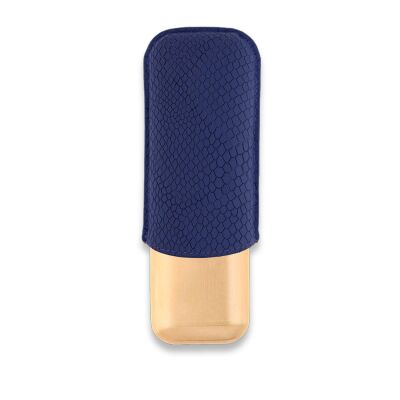 S.T. Dupont Dragon Leather Deri Metal Puro Kılıfı Mavi/Gold 2li (60Ring) - 2