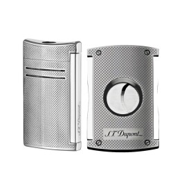 S.T. Dupont MaxiJet Çakmak Ve Kesici Seti Grid Krom - S.T.Dupont