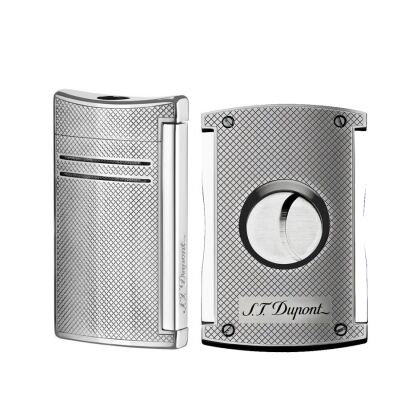 S.T. Dupont MaxiJet Çakmak Ve Kesici Seti Grid Krom - 1