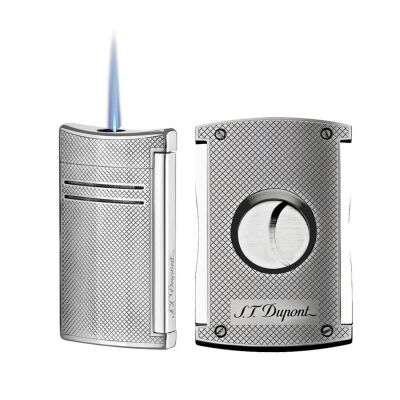 S.T. Dupont MaxiJet Çakmak Ve Kesici Seti Grid Krom - 2