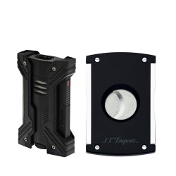 St.Dupont Defi Çakmak 2 Alev Ve Kesici Seti Siyah - S.T.Dupont