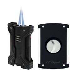 St.Dupont Defi Çakmak 2 Alev Ve Kesici Seti Siyah - S.T.Dupont (1)