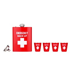 Swiss Emergency Kırmızı Çelik İçki Matara Seti 8oz 240ml - Thumbnail