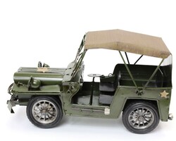 U.S. Army Jeep M381 El Yapımı Eskitilmiş Biblo 26cm - Thumbnail