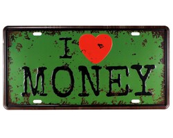 Vintage Metal Plaka Money 15x30 - 2